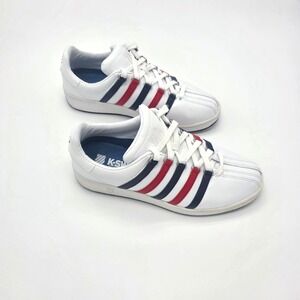 K Swiss Classic 88 White Red Blue, 03343130, Low Cut, Leather Mens Shoes Size 10